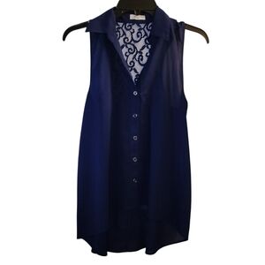 Mine Sleeveless Blue Blouse Size Medium